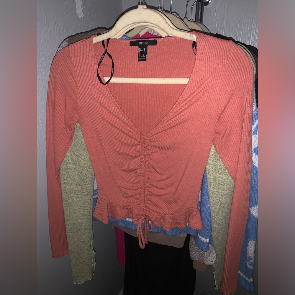 Forever 21 Women's Coral Ruched Blouse